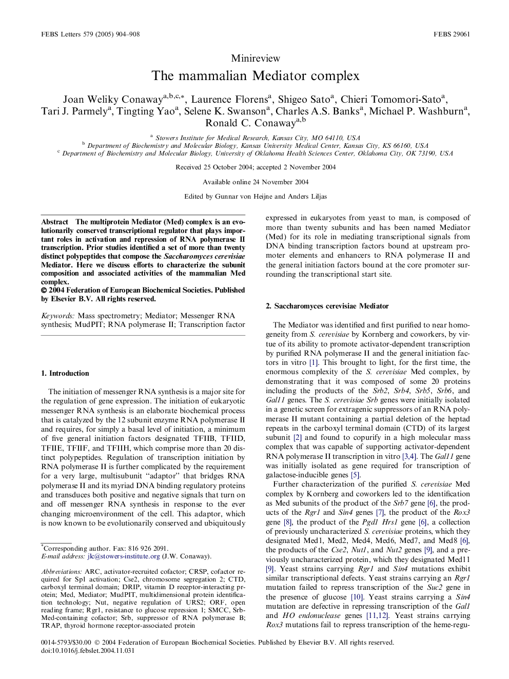 The mammalian Mediator complex