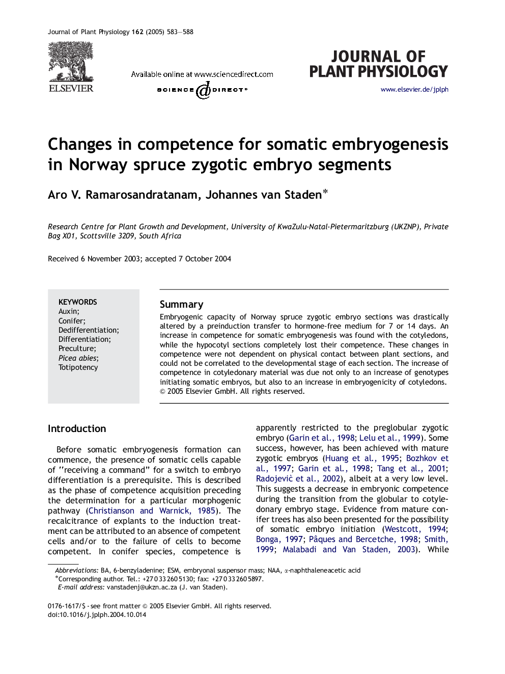 Changes in competence for somatic embryogenesis in Norway spruce zygotic embryo segments