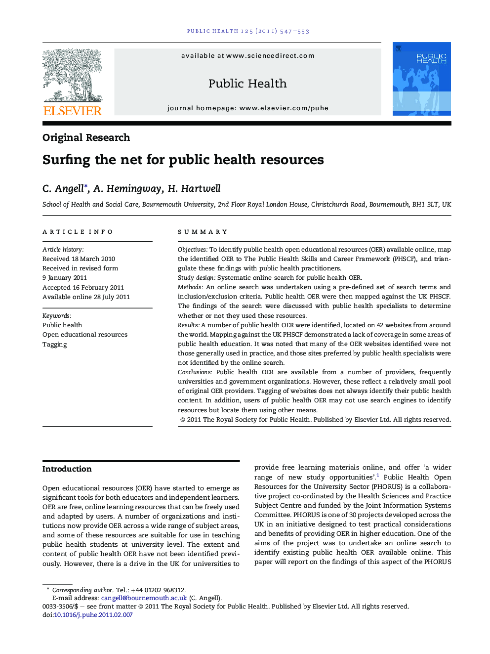 Surfing the net for public health resources