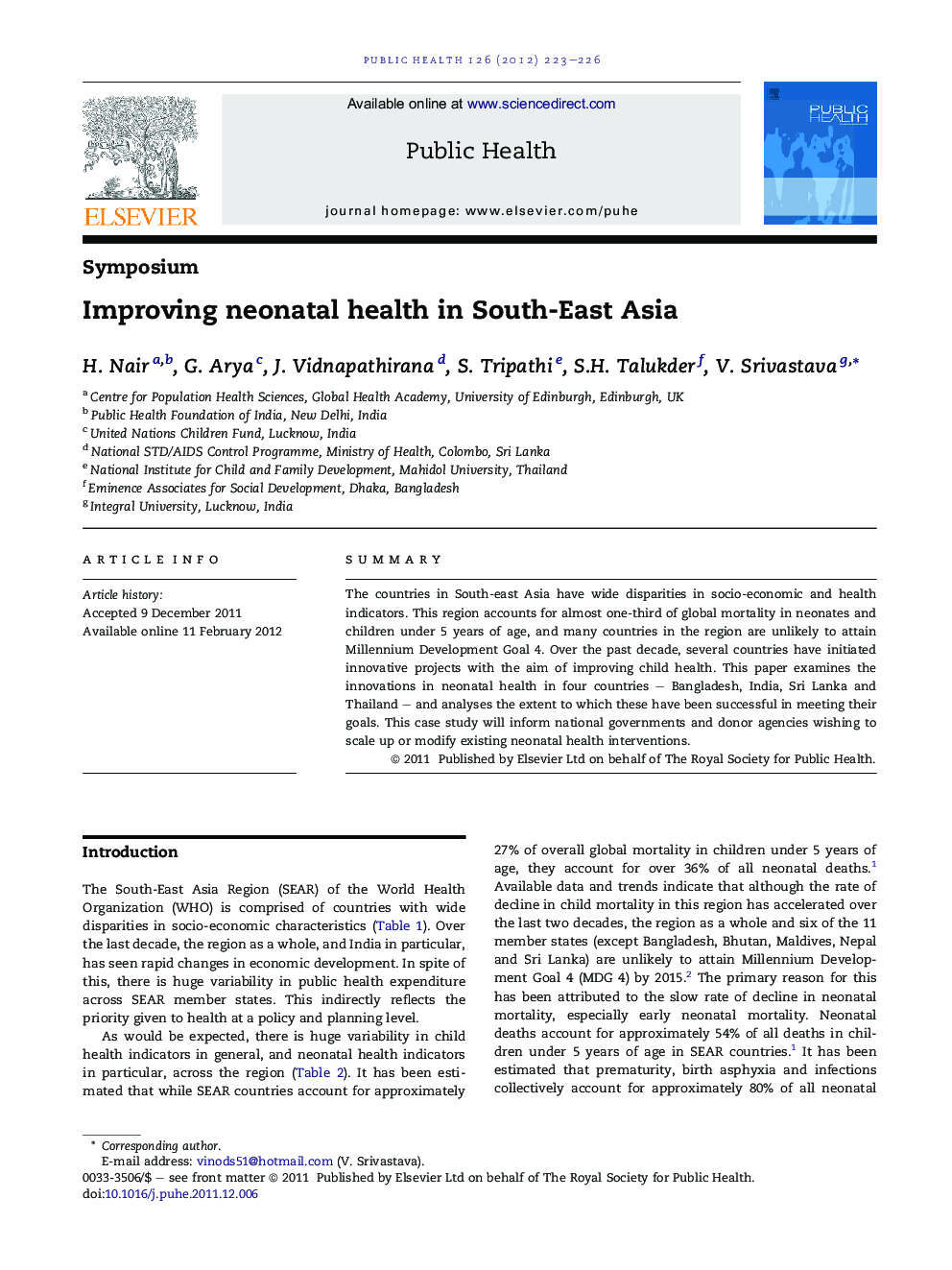 Improving neonatal health in South-East Asia
