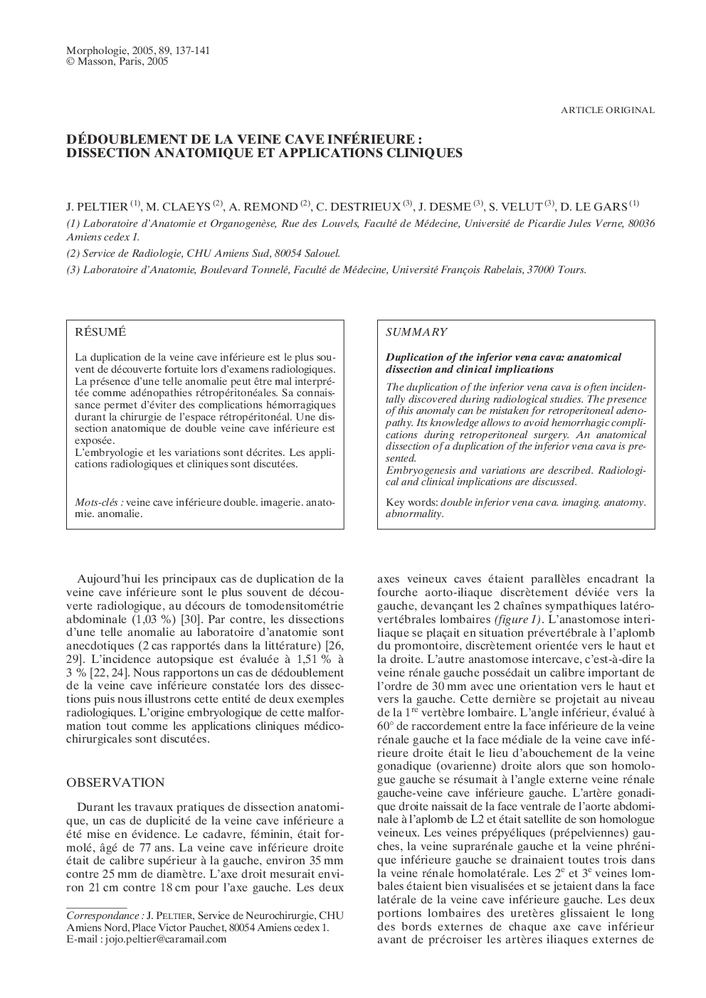 Dédoublement de la veine cave inférieure : dissection anatomique et applications cliniques