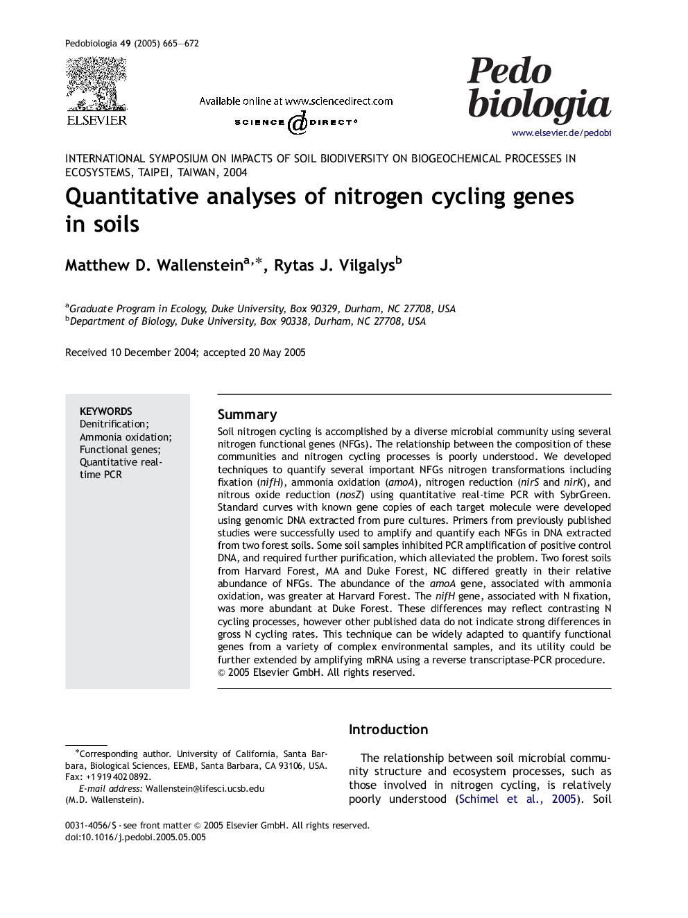 Quantitative analyses of nitrogen cycling genes in soils