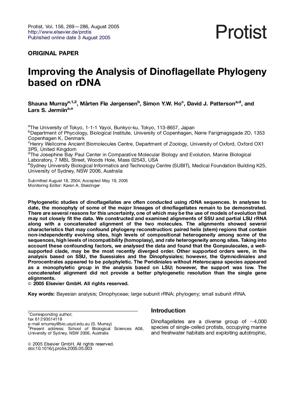 Improving the Analysis of Dinoflagellate Phylogeny based on rDNA