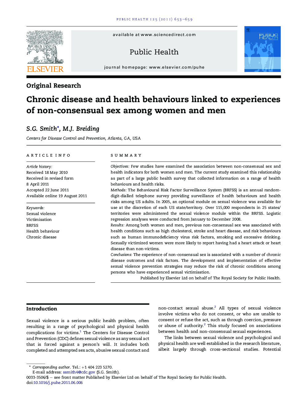 Chronic disease and health behaviours linked to experiences of non-consensual sex among women and men
