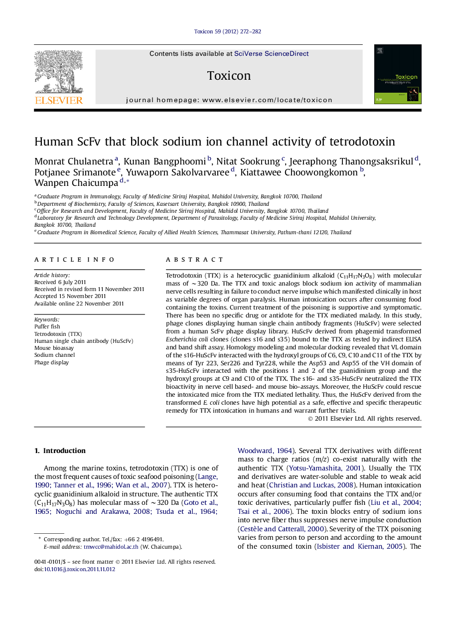 Human ScFv that block sodium ion channel activity of tetrodotoxin