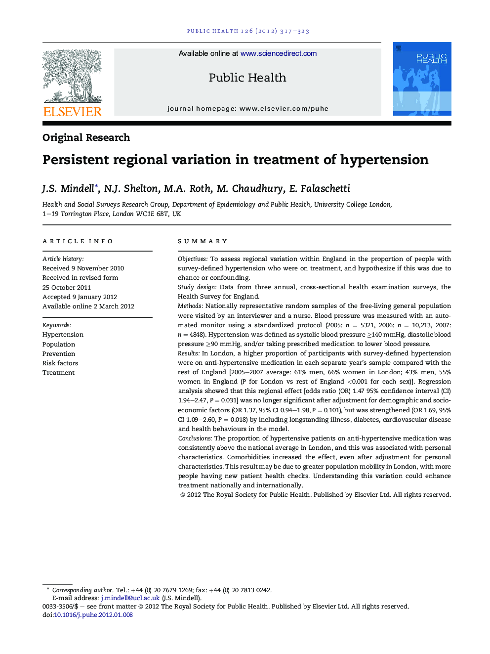Persistent regional variation in treatment of hypertension