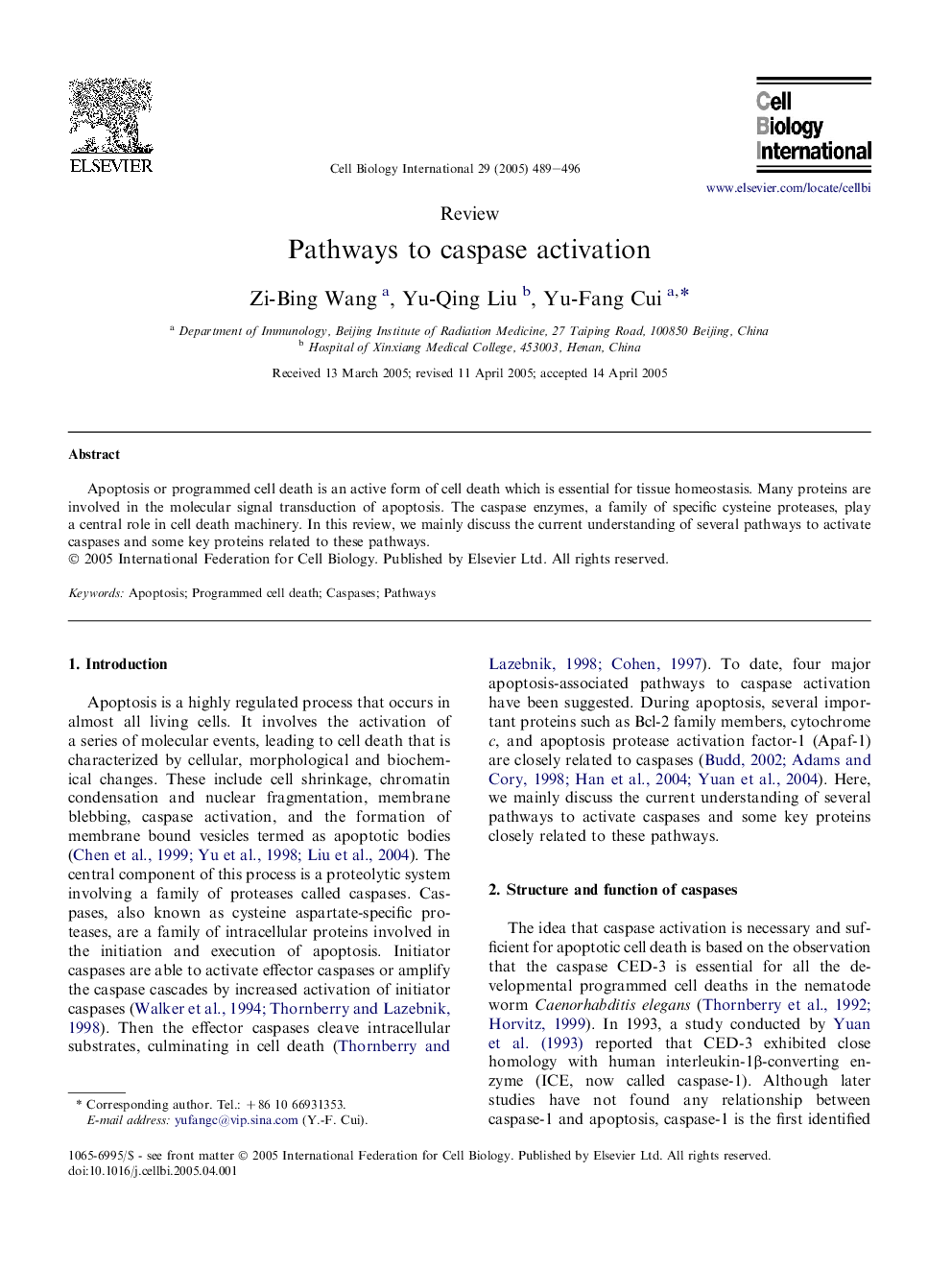 Pathways to caspase activation