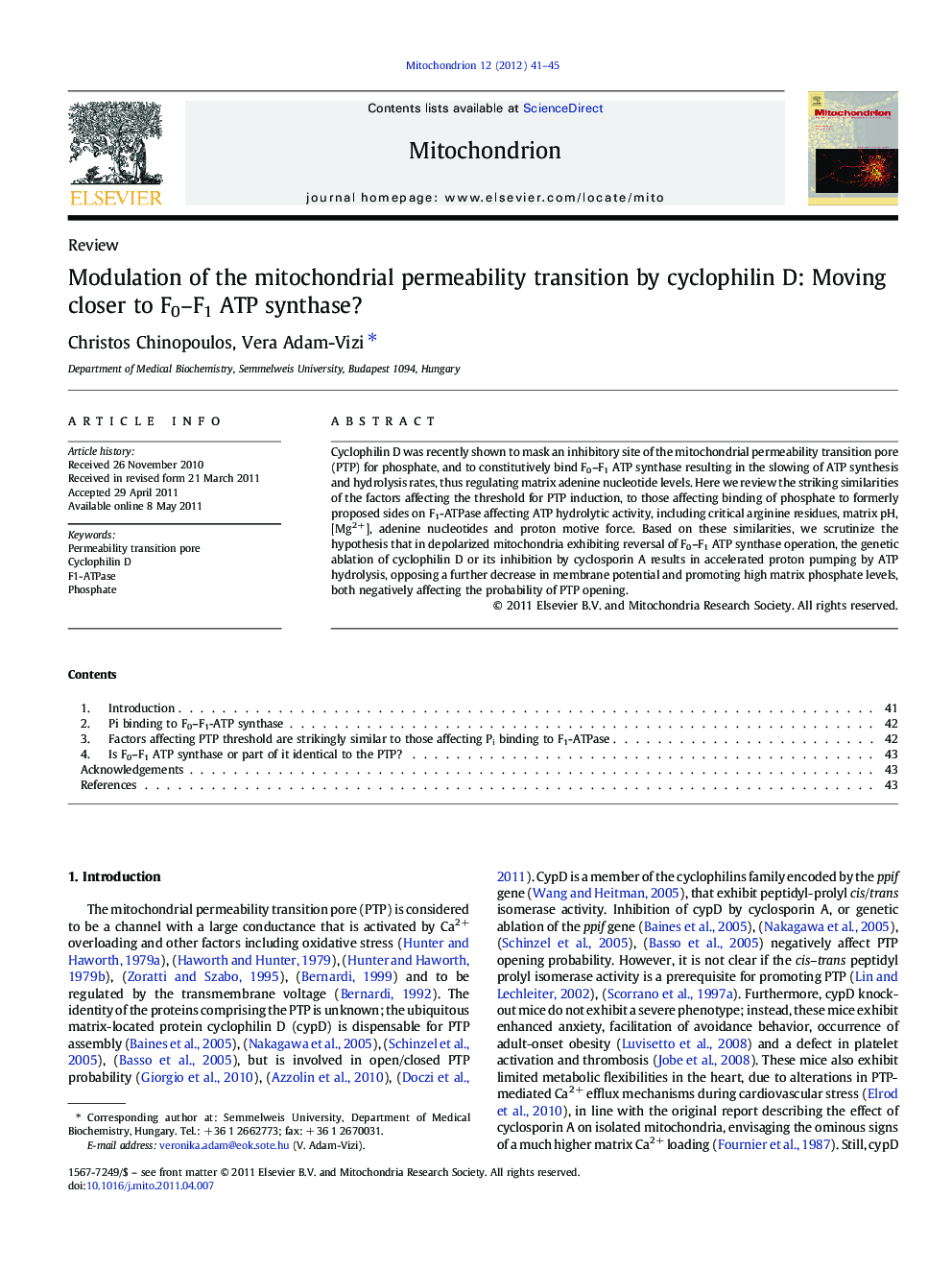 Modulation of the mitochondrial permeability transition by cyclophilin D: Moving closer to F0-F1 ATP synthase?