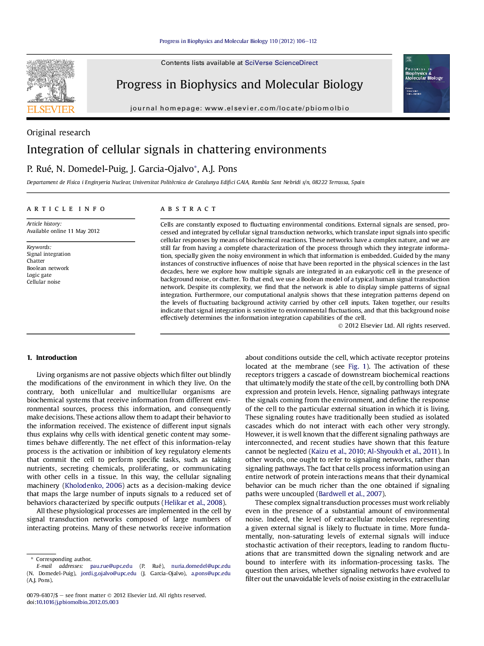 Integration of cellular signals in chattering environments