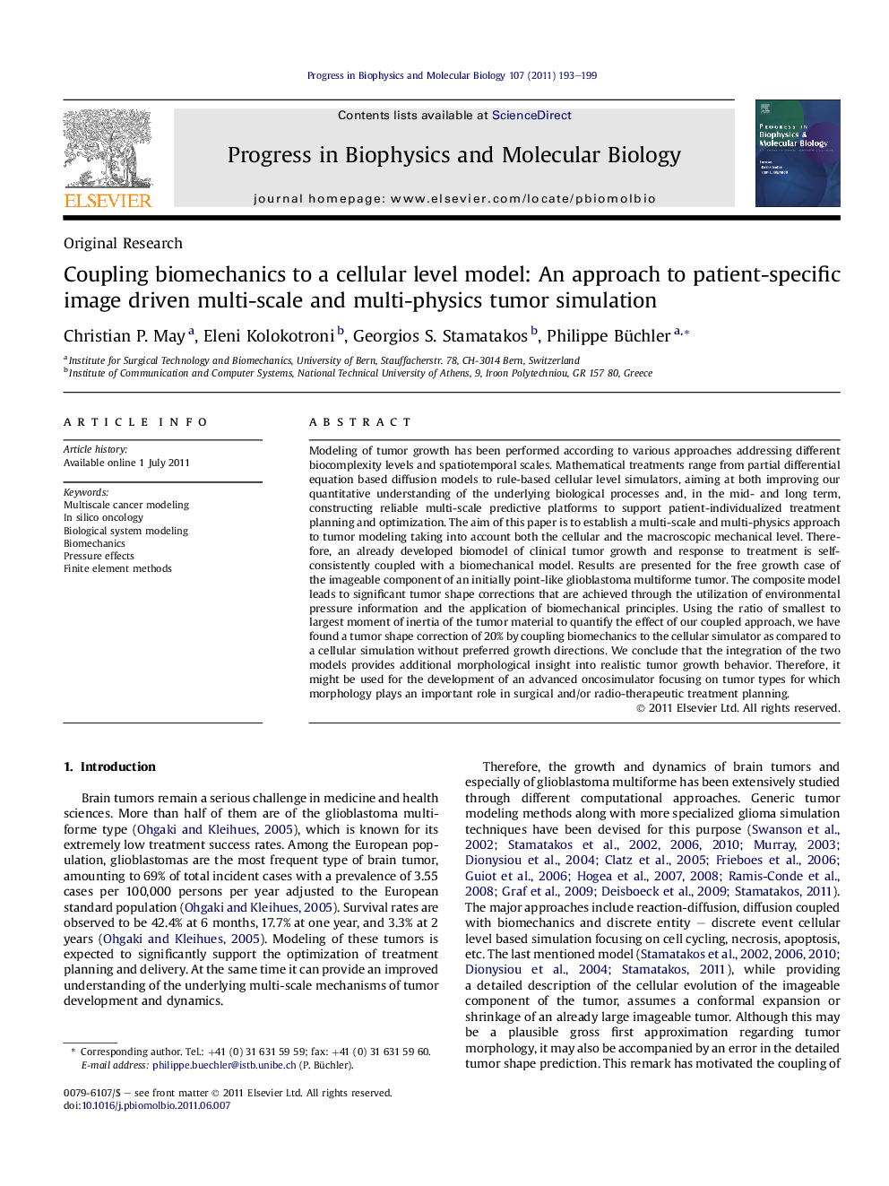 Coupling biomechanics to a cellular level model: An approach to patient-specific image driven multi-scale and multi-physics tumor simulation