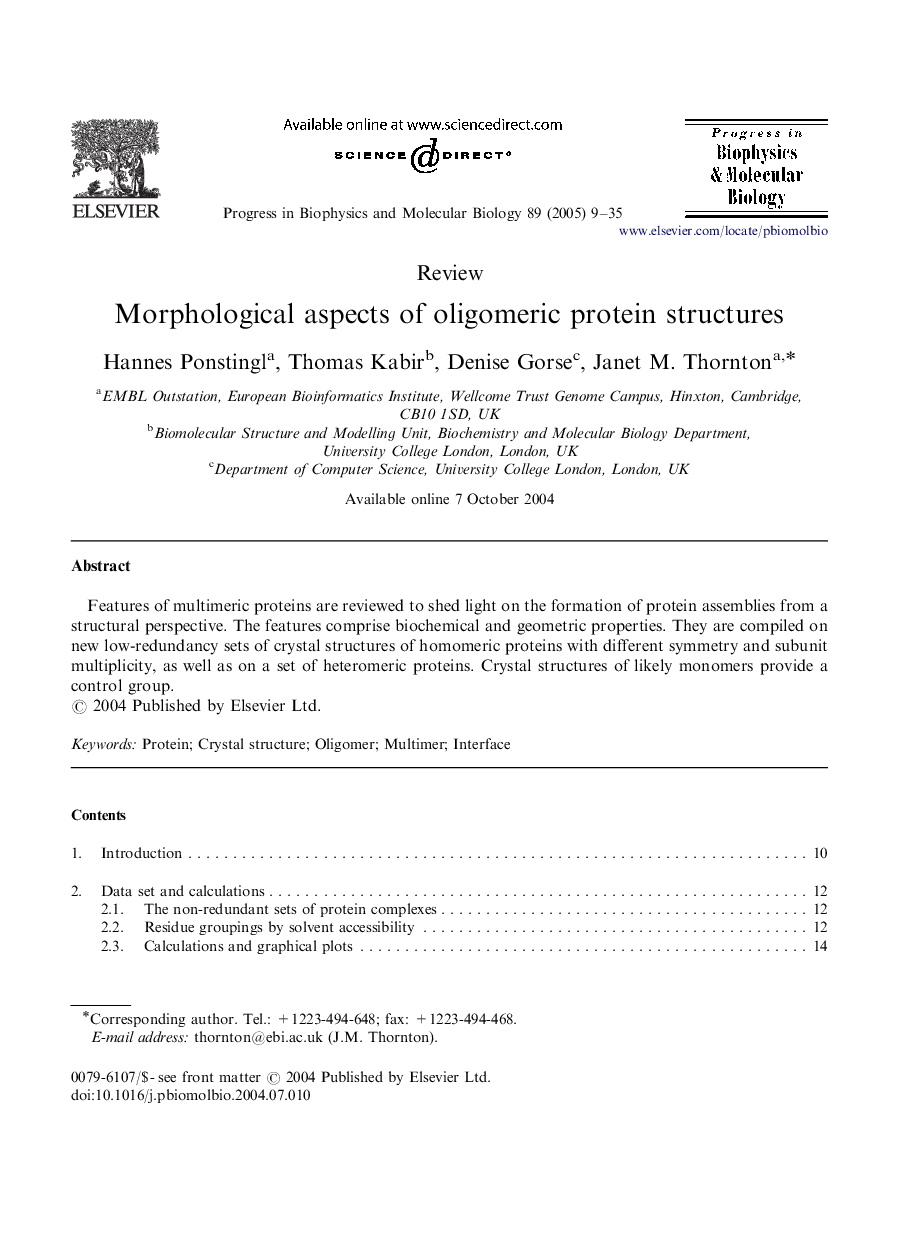 Morphological aspects of oligomeric protein structures