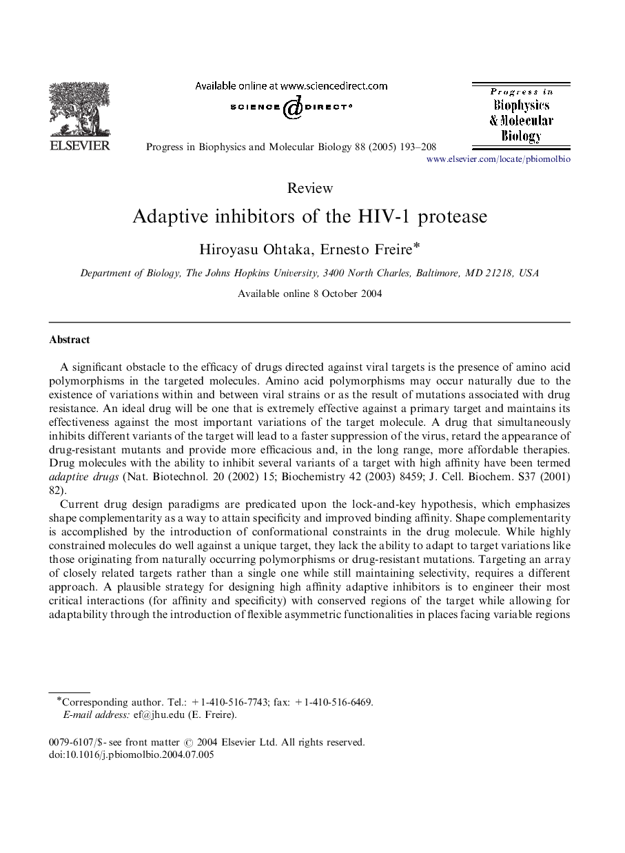 Adaptive inhibitors of the HIV-1 protease