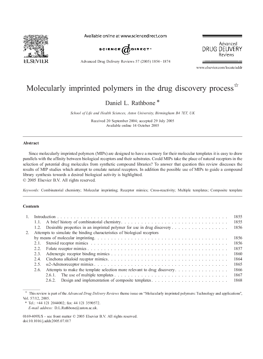 Molecularly imprinted polymers in the drug discovery process