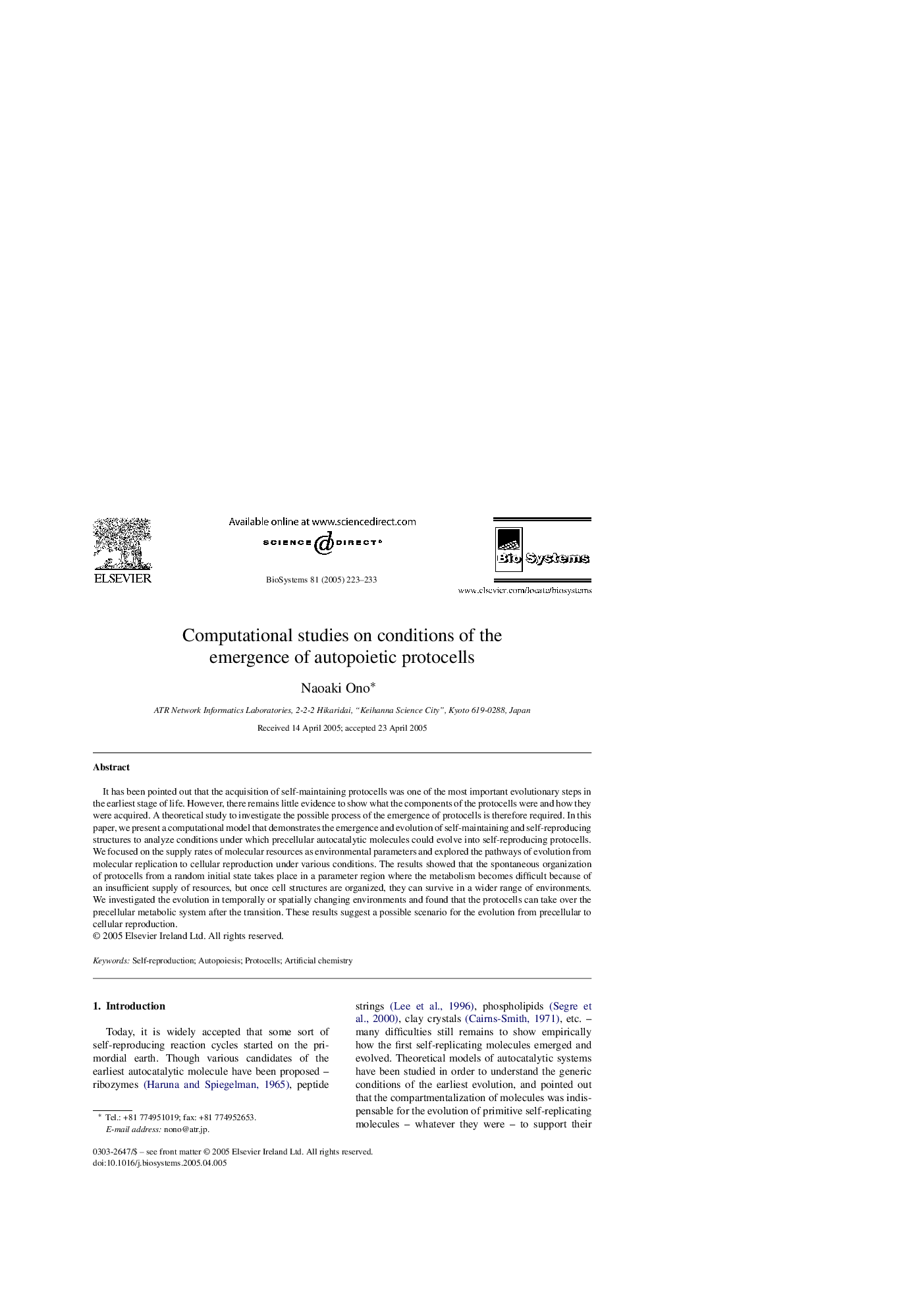 Computational studies on conditions of the emergence of autopoietic protocells