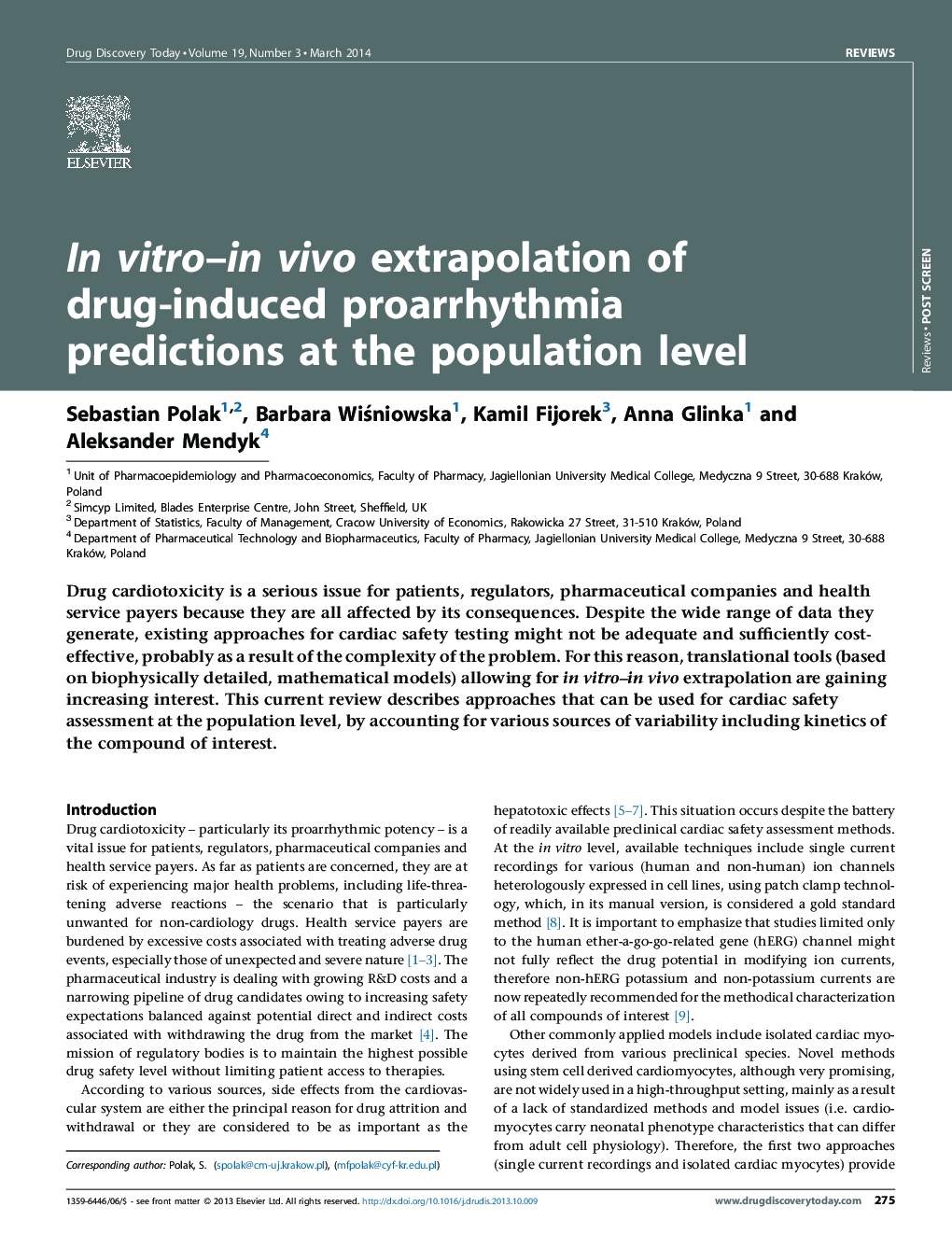 In vitro-in vivo extrapolation of drug-induced proarrhythmia predictions at the population level