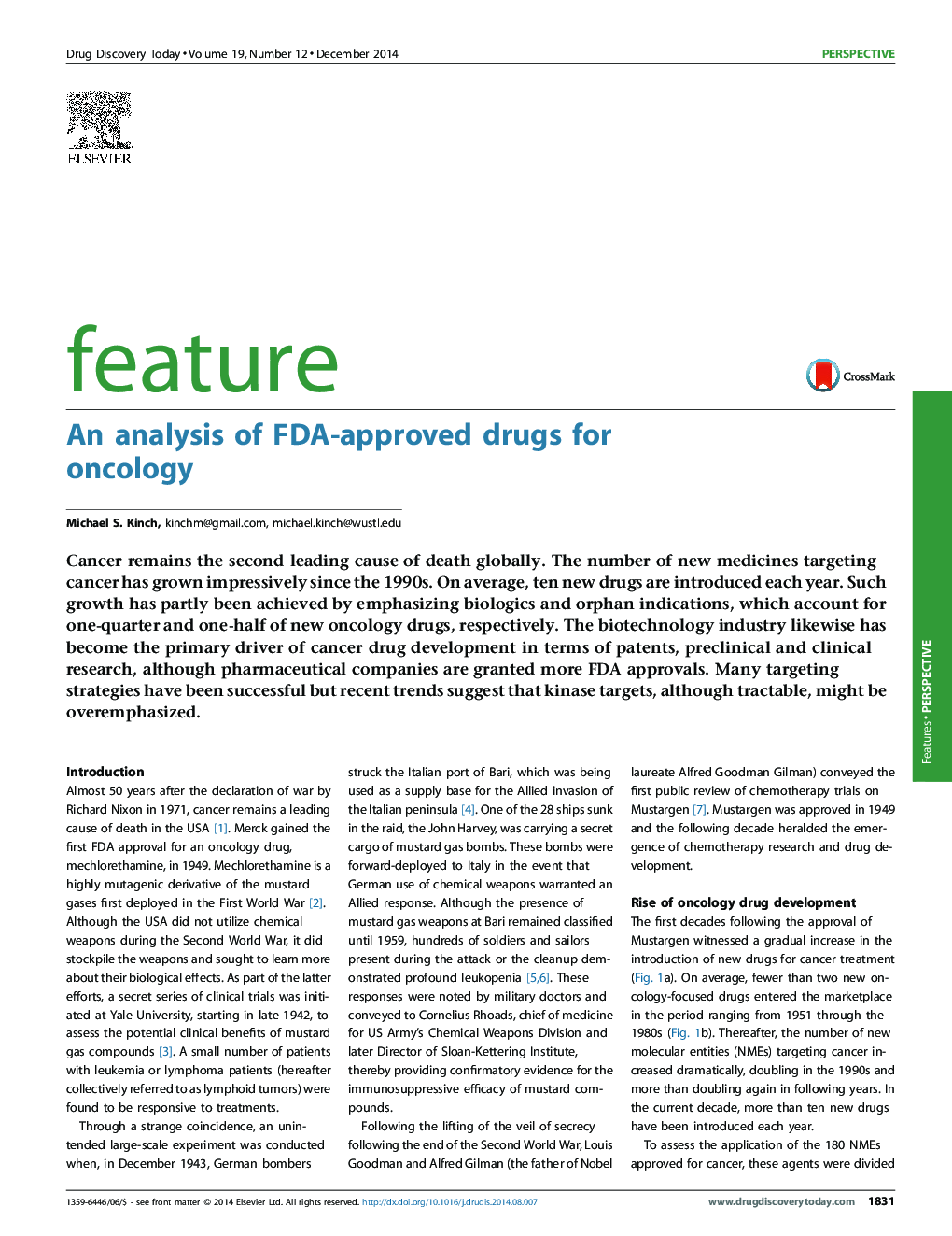 An analysis of FDA-approved drugs for oncology