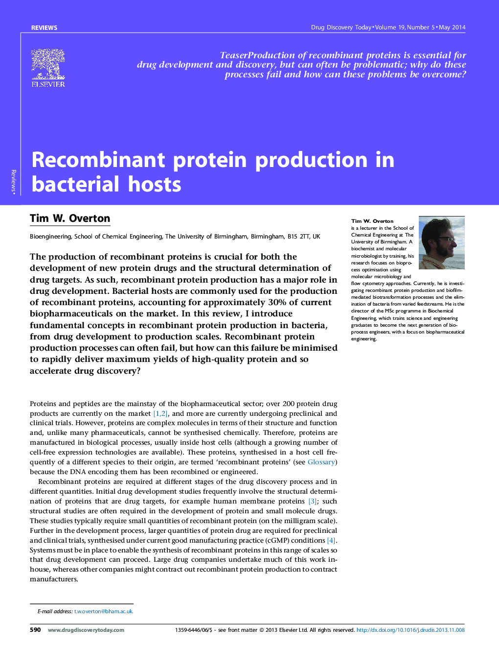 Recombinant protein production in bacterial hosts