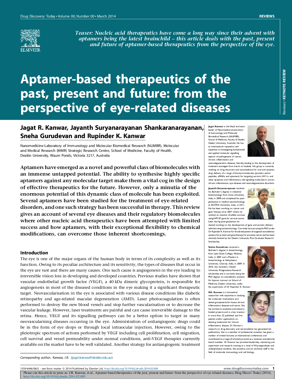 Aptamer-based therapeutics of the past, present and future: from the perspective of eye-related diseases
