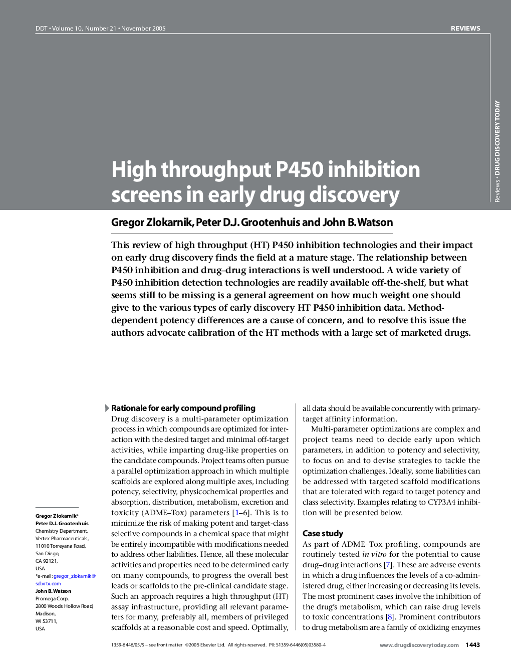 High throughput P450 inhibition screens in early drug discovery