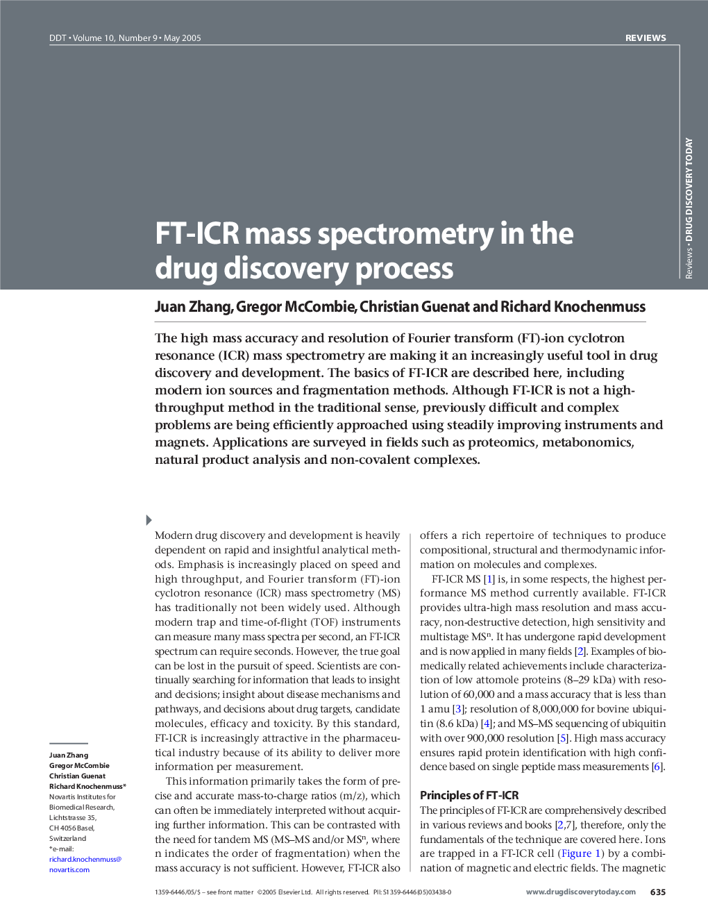 FT-ICR mass spectrometry in the drug discovery process