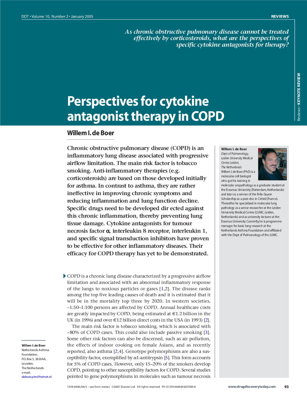 Perspectives for cytokine antagonist therapy in COPD