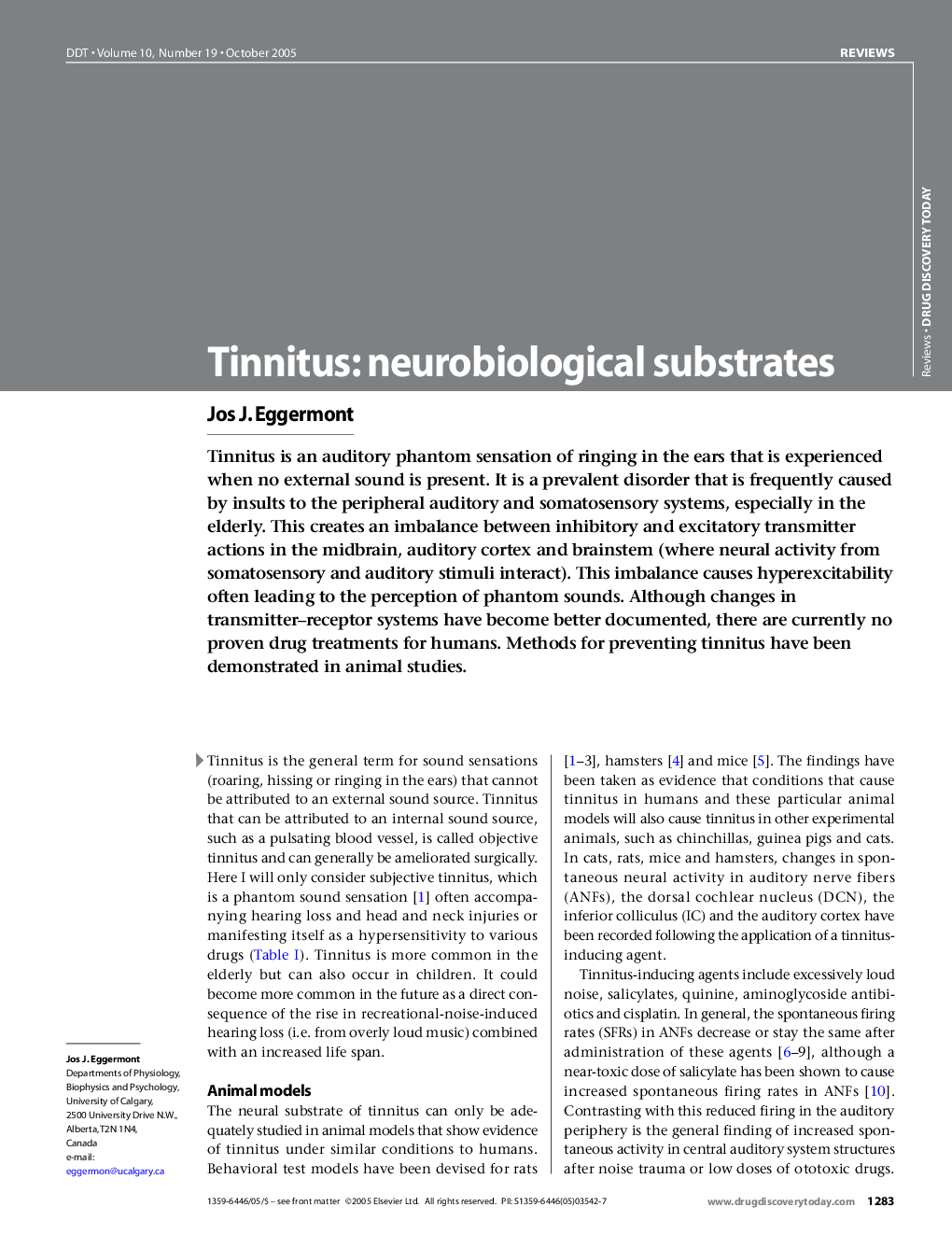 Tinnitus: neurobiological substrates