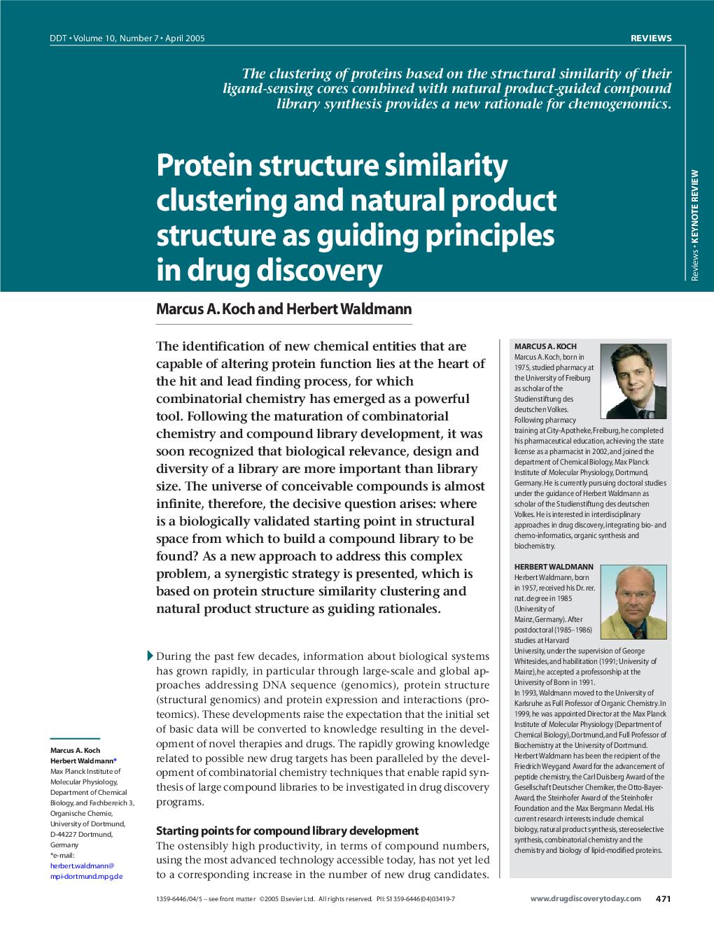 Protein structure similarity clustering and natural product structure as guiding principles in drug discovery