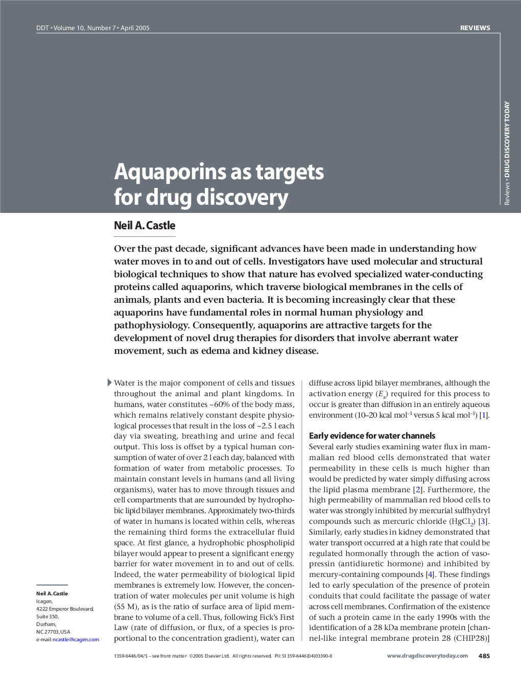 Aquaporins as targets for drug discovery