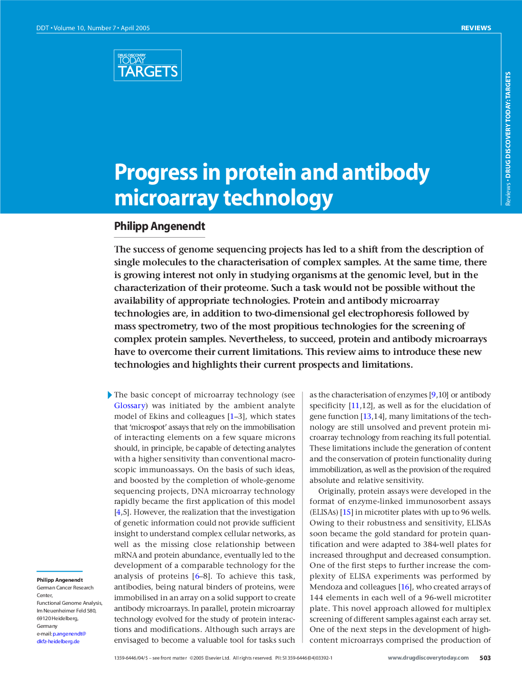 Progress in protein and antibody microarray technology