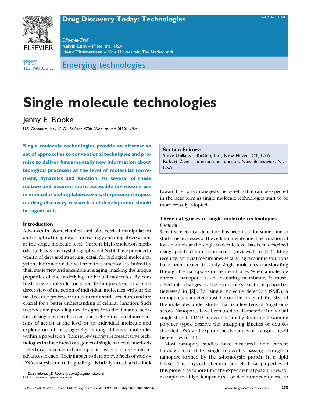 Single molecule technologies