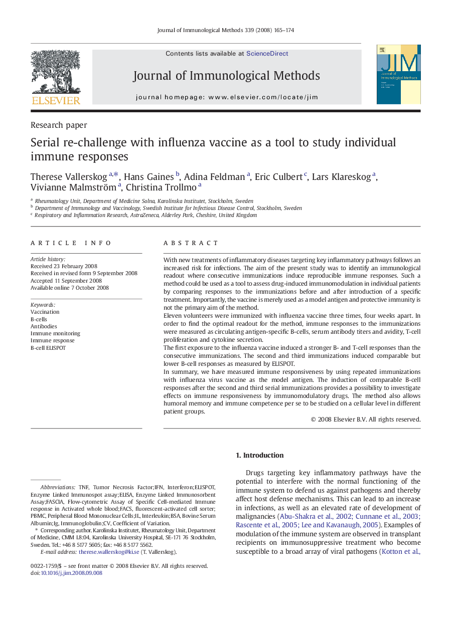 Serial re-challenge with influenza vaccine as a tool to study individual immune responses