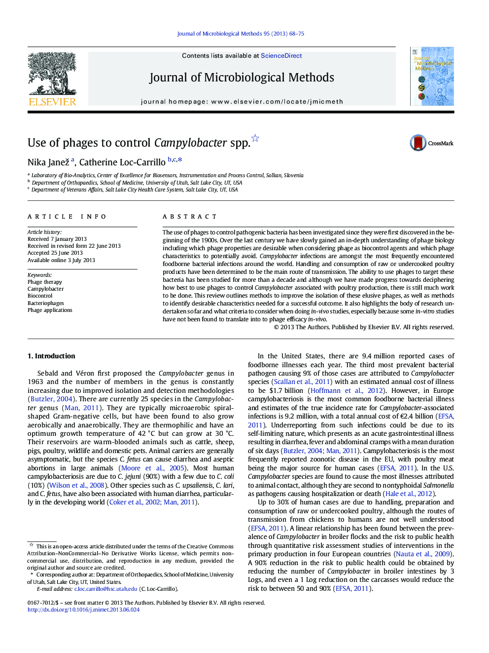 Use of phages to control Campylobacter spp.