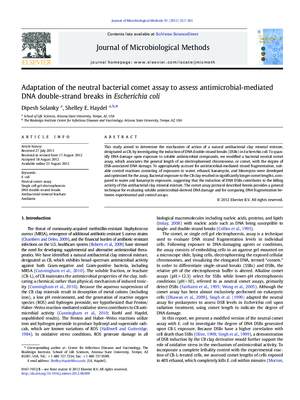 Adaptation of the neutral bacterial comet assay to assess antimicrobial-mediated DNA double-strand breaks in Escherichia coli