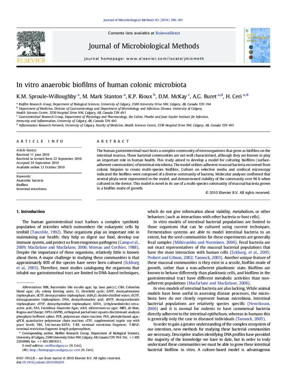 In vitro anaerobic biofilms of human colonic microbiota