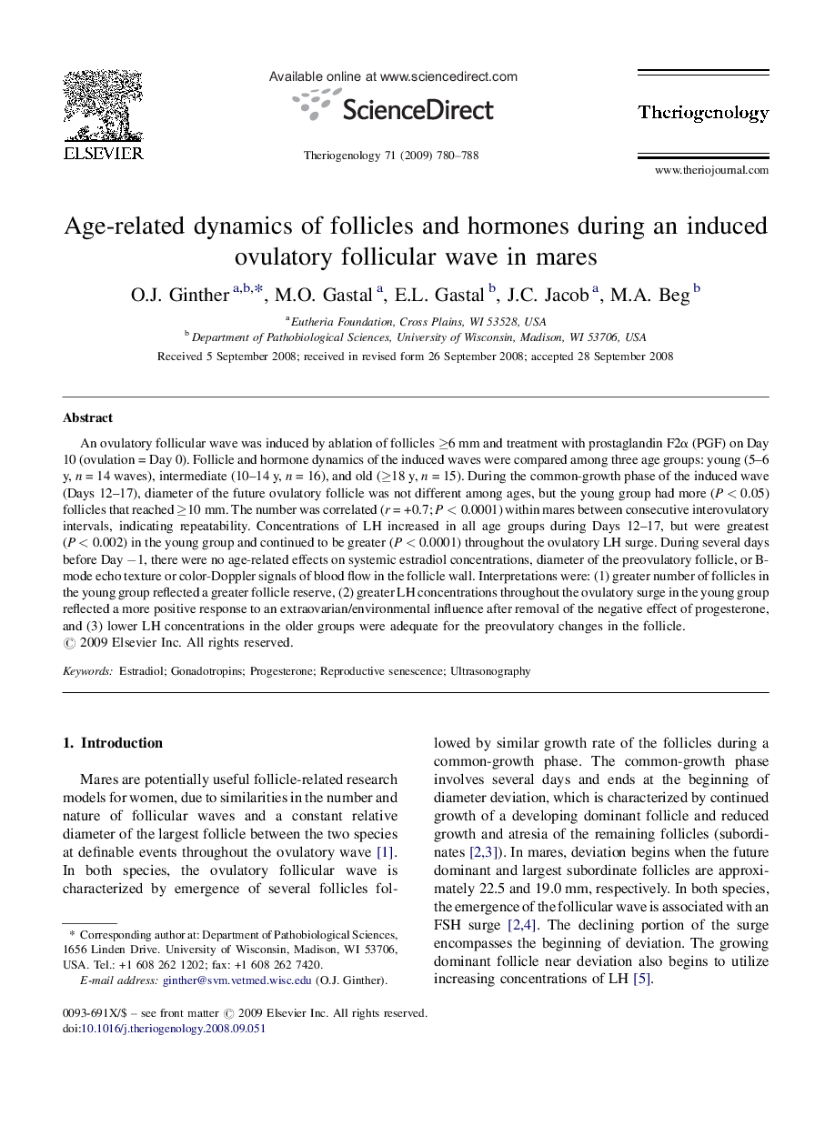 Age-related dynamics of follicles and hormones during an induced ovulatory follicular wave in mares