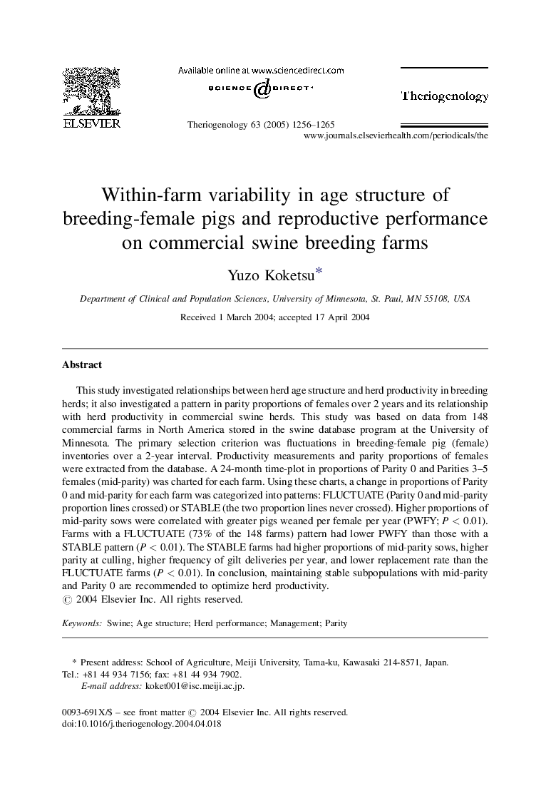 Within-farm variability in age structure of breeding-female pigs and reproductive performance on commercial swine breeding farms