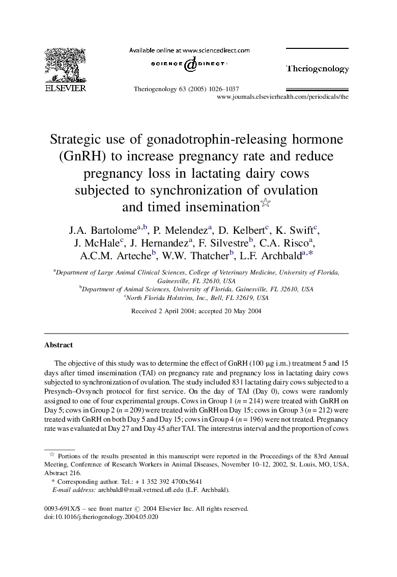 Strategic use of gonadotrophin-releasing hormone (GnRH) to increase pregnancy rate and reduce pregnancy loss in lactating dairy cows subjected to synchronization of ovulation and timed insemination