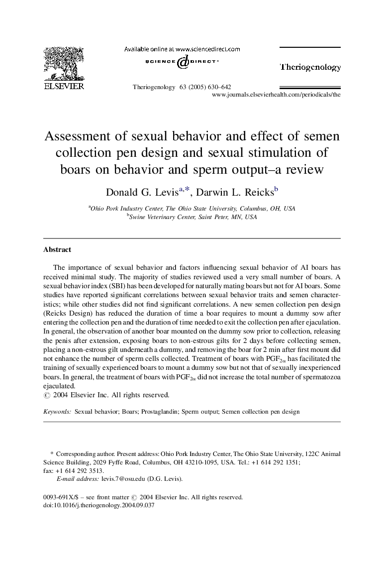 Assessment of sexual behavior and effect of semen collection pen design and sexual stimulation of boars on behavior and sperm output-a review