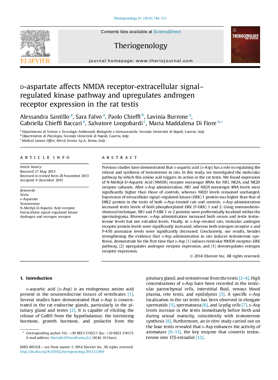 d-aspartate affects NMDA receptor-extracellular signal-regulated kinase pathway and upregulates androgen receptor expression in the rat testis