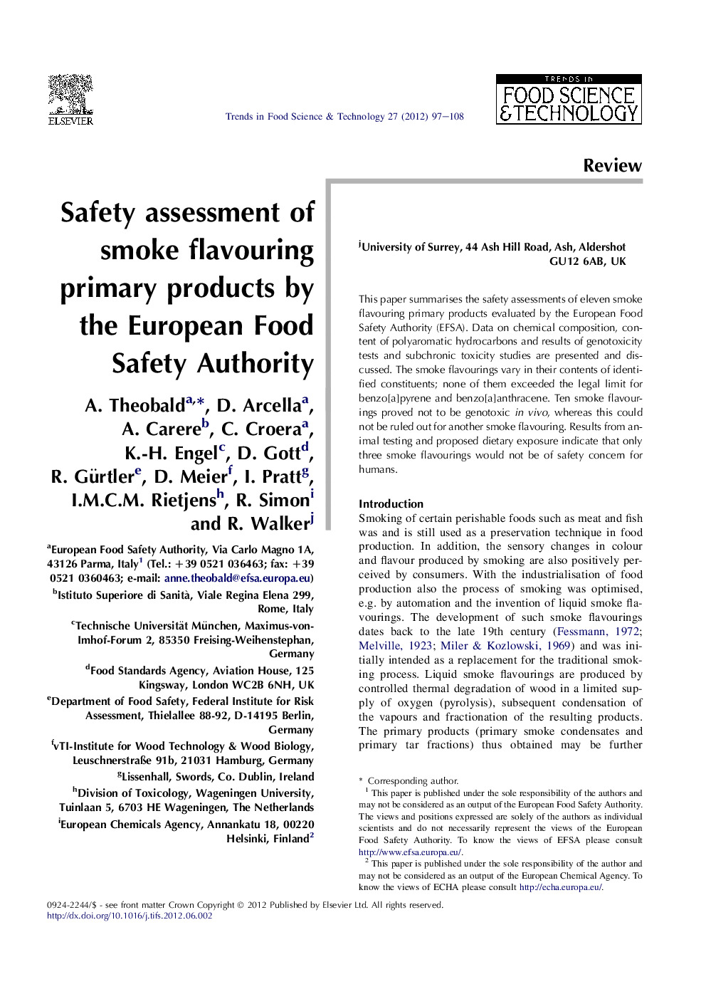 Safety assessment of smoke flavouring primary products by the European Food Safety Authority