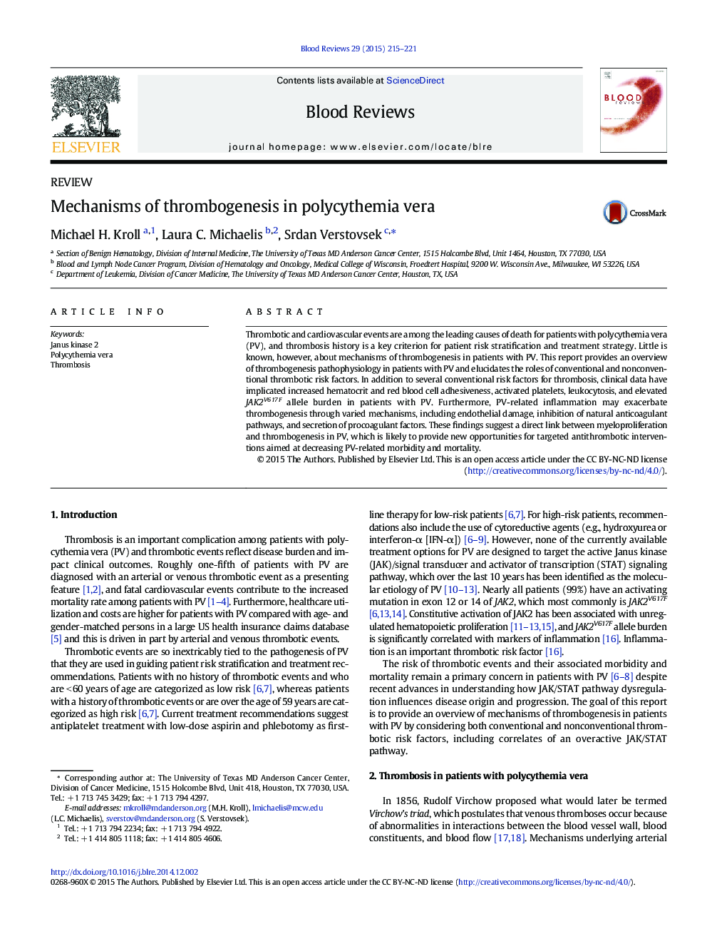 Mechanisms of thrombogenesis in polycythemia vera