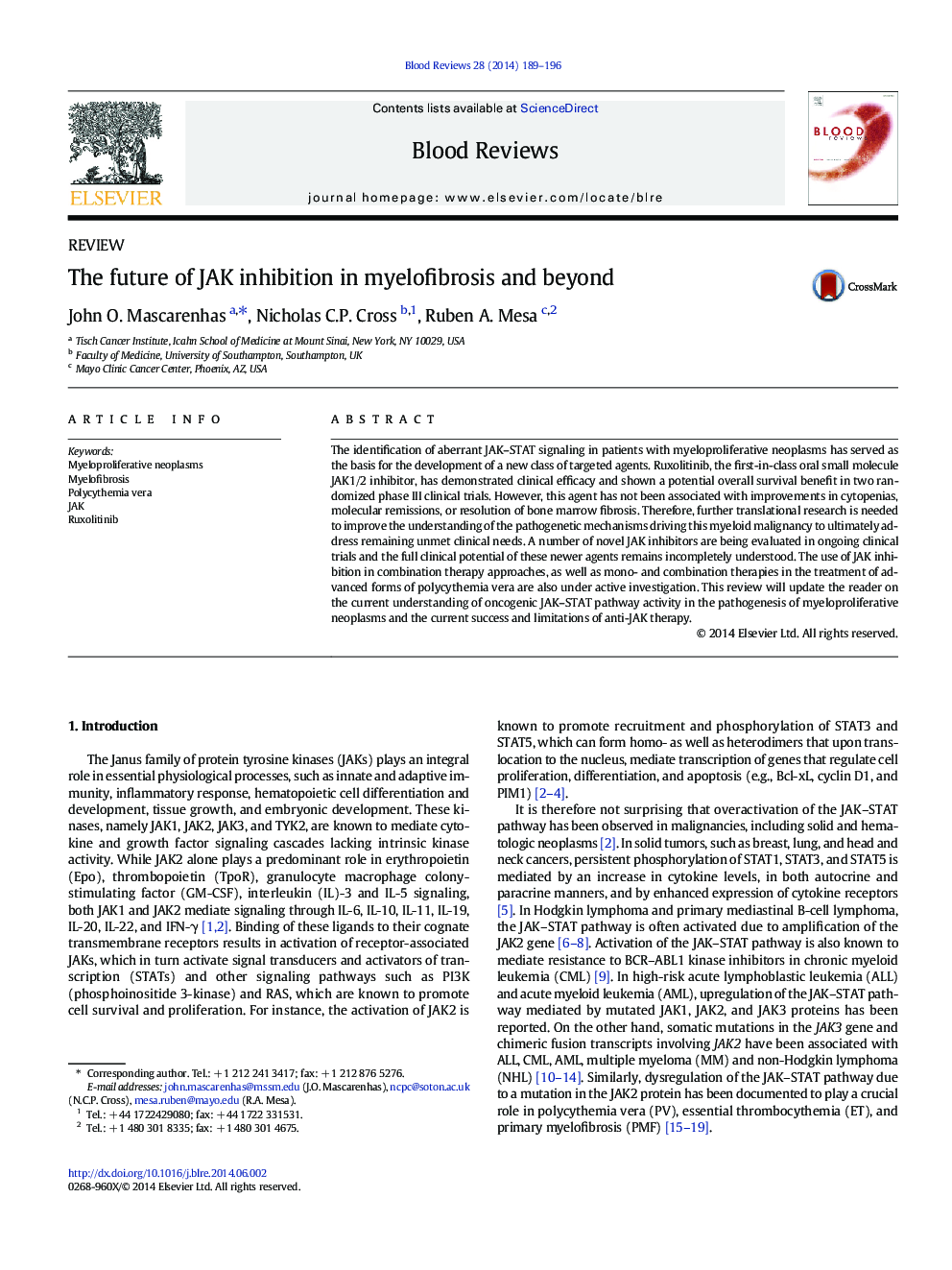 عکس صفحه اول مقاله: The future of JAK inhibition in myelofibrosis and beyond The future of JAK inhibition in myelofibrosis and beyond