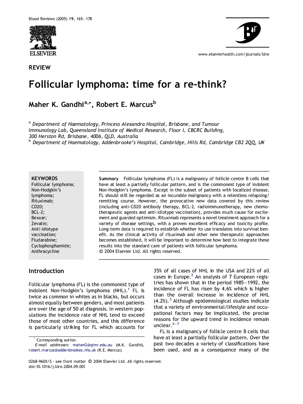 Follicular lymphoma: time for a re-think?