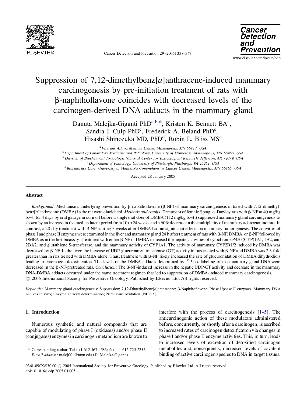 Suppression of 7,12-dimethylbenz[a]anthracene-induced mammary carcinogenesis by pre-initiation treatment of rats with Î²-naphthoflavone coincides with decreased levels of the carcinogen-derived DNA adducts in the mammary gland