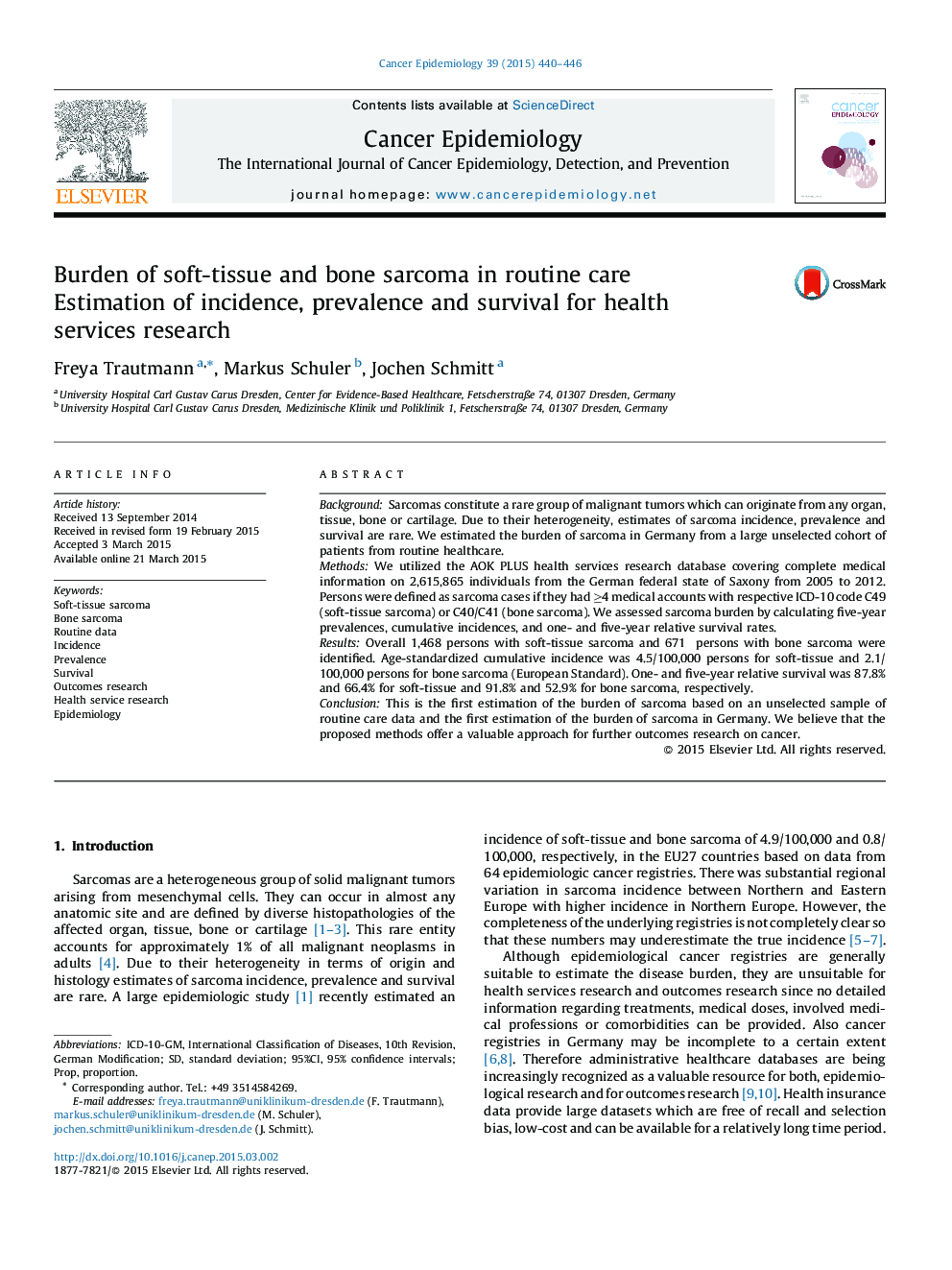 Burden of soft-tissue and bone sarcoma in routine care