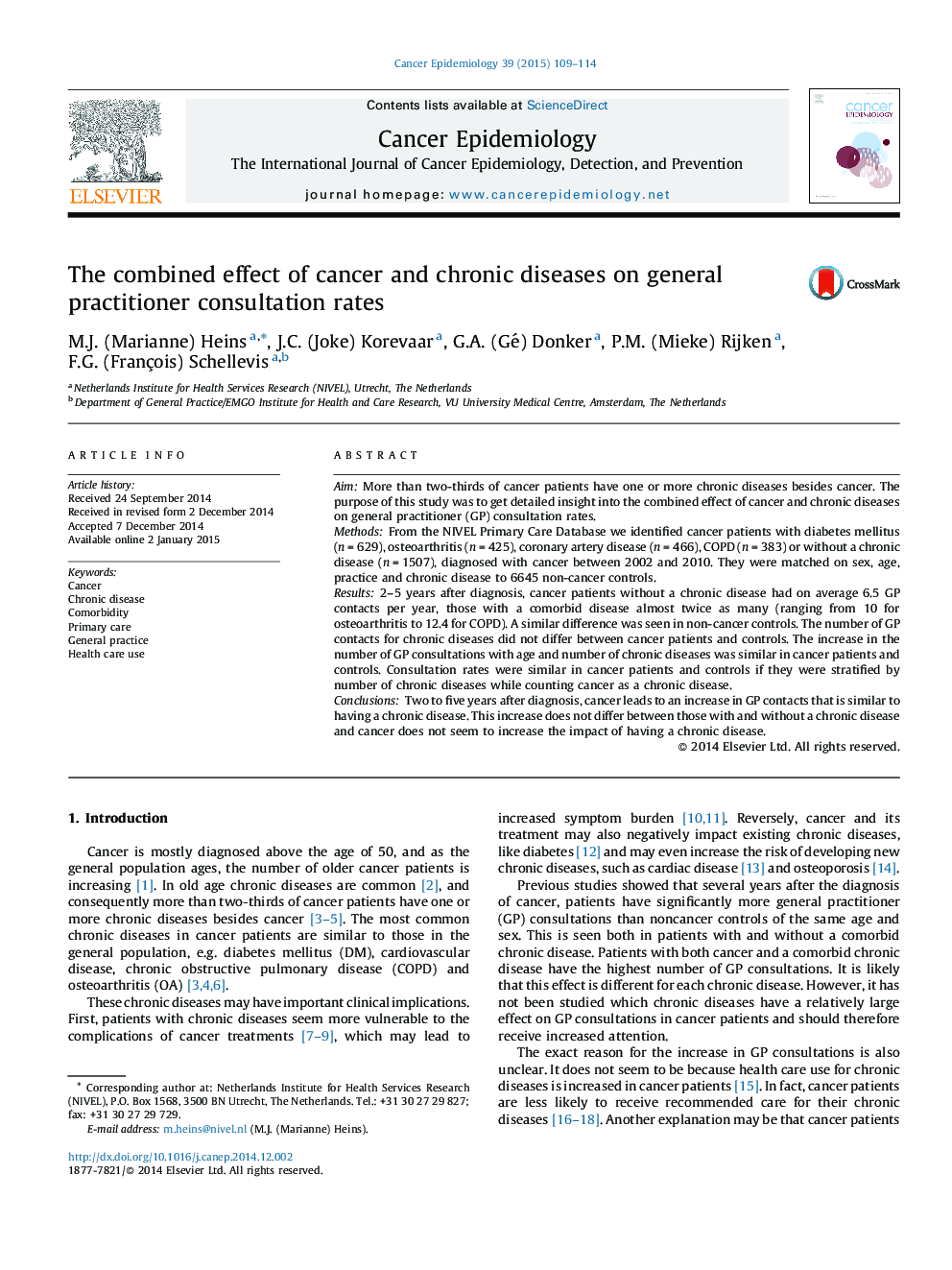 The combined effect of cancer and chronic diseases on general practitioner consultation rates