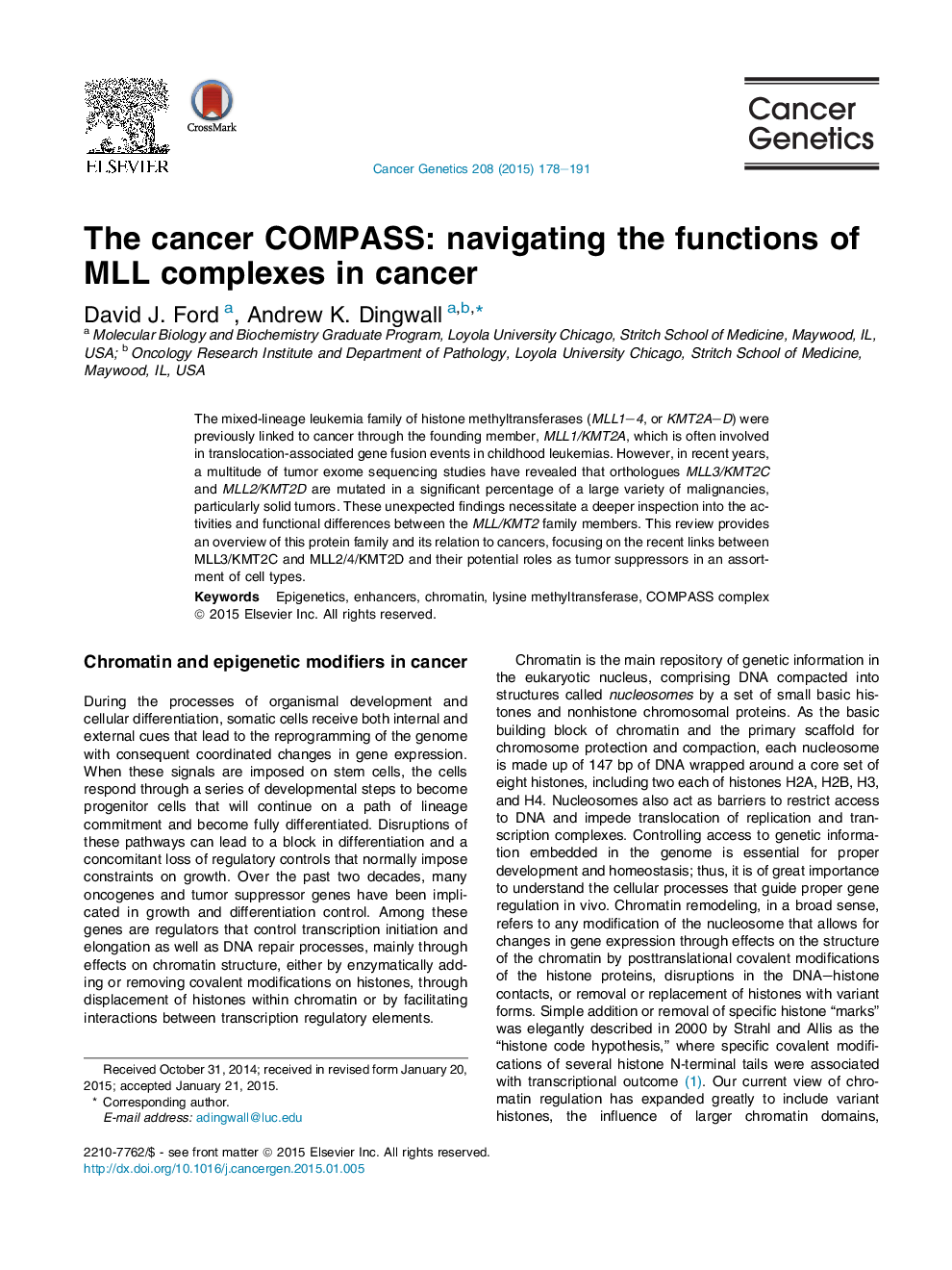 The cancer COMPASS: navigating the functions of MLL complexes in cancer