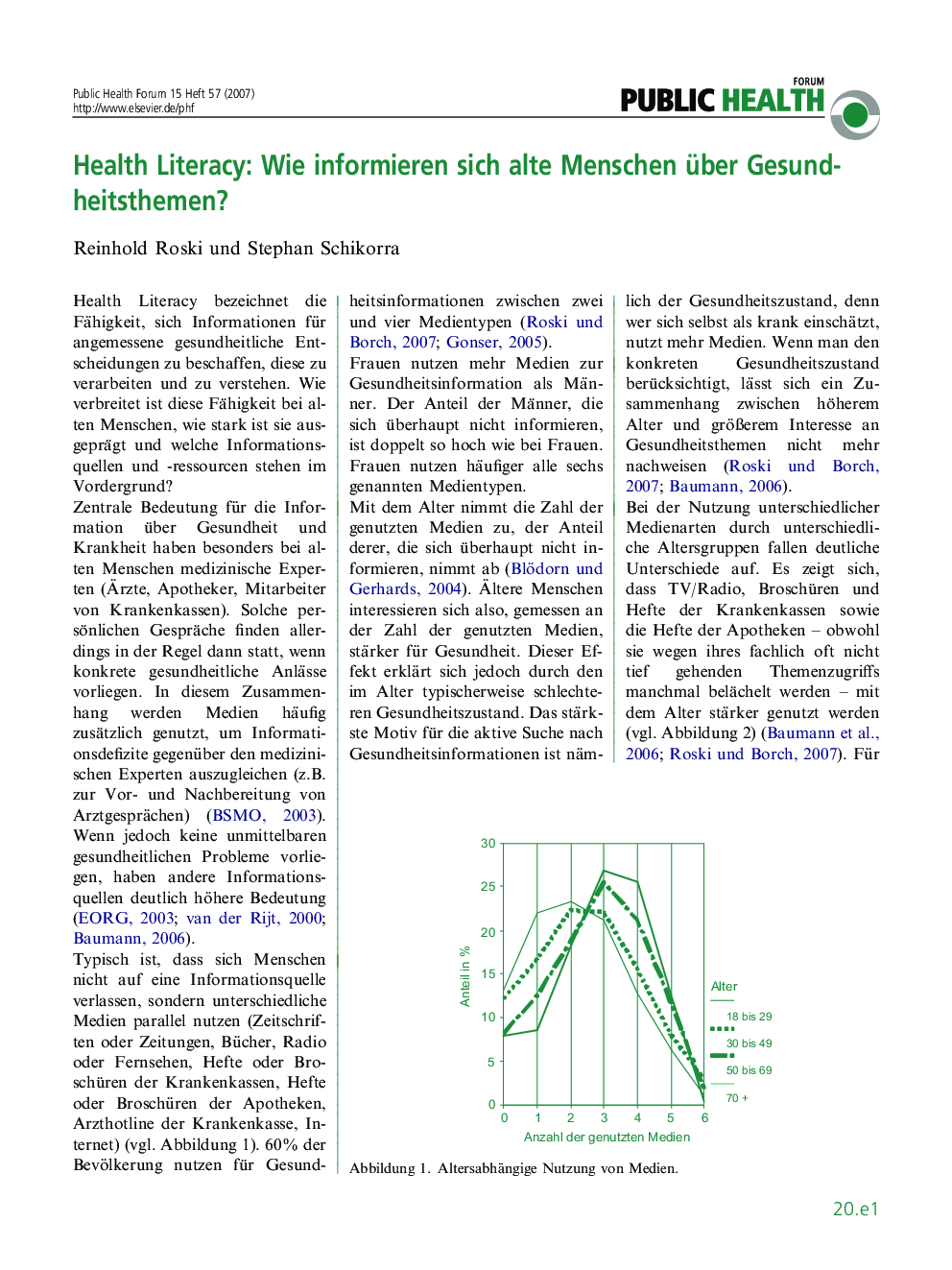 عکس صفحه اول مقاله: Health Literacy: Wie informieren sich alte Menschen über Gesundheitsthemen? Health Literacy: Wie informieren sich alte Menschen über Gesundheitsthemen?