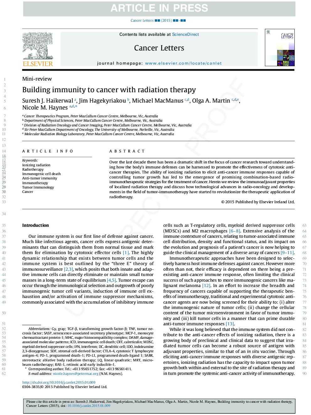 Building immunity to cancer with radiation therapy