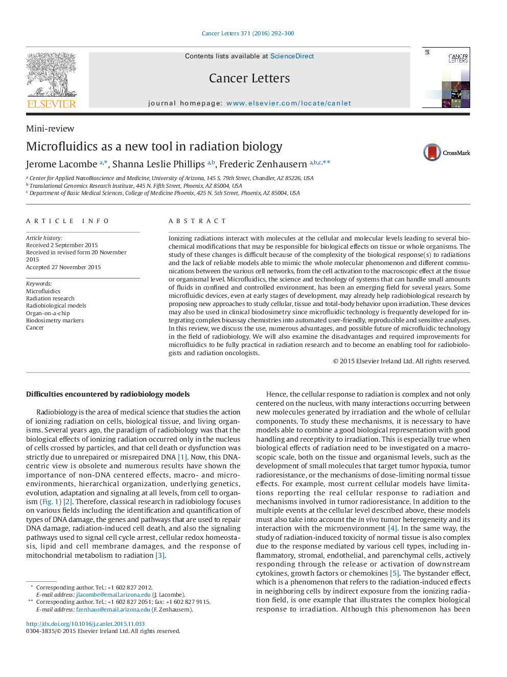 Microfluidics as a new tool in radiation biology